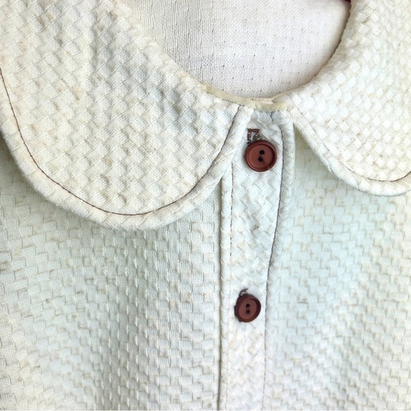 Vintage 🌸 Oatmeal Mod Collared Pocket Dress - Picture 2 of 4